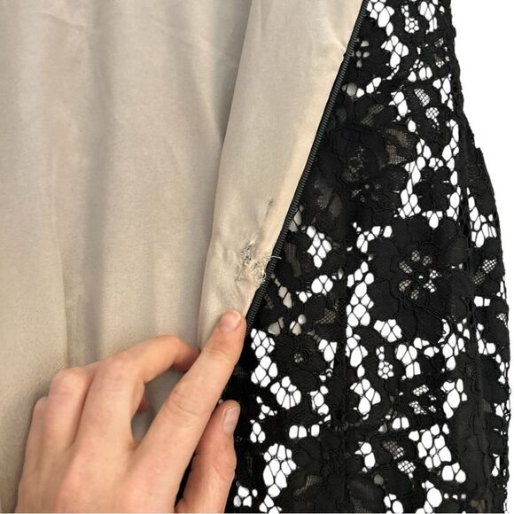 J. Crew Black and Nude Lace Overlay Midi Dress, Size 6 - Picture 11 of 14